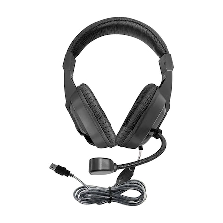 Hamiltonbuhl WorkSmart Plus Deluxe Headset, USB with Boom gooseneck microphone, Leatherette ear cushions WSP2BK